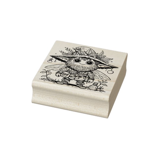 Create Your Own Cute Bearded Fairy Wizard Rubber Stamp (Stamp)