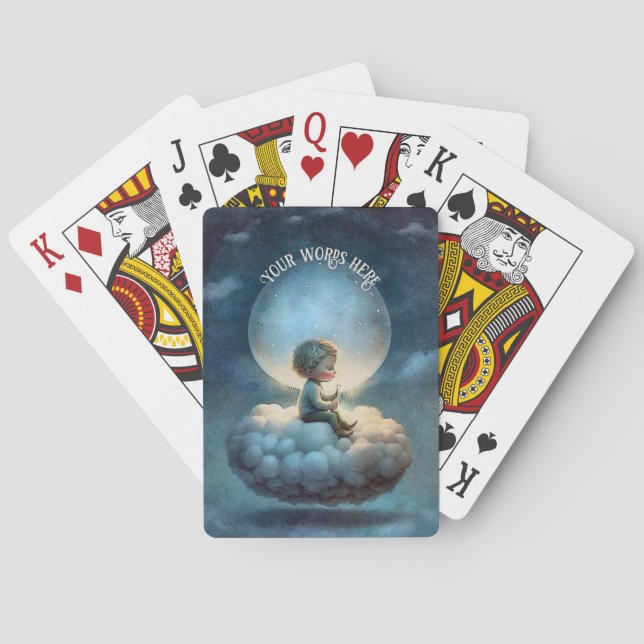 Create Your Own Cute Dreaming Boy Playing Cards (Back)