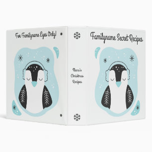 Create Your Own Cute Penguin Blue Christmas Binder