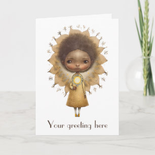 Create Your Own Cute Sunflower Girl Holiday Card