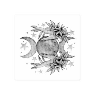 Create Your Own Cute Triple Moon Goddess & Roses Rubber Stamp