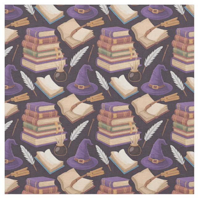 Create Your Own Cute Wizarding School Materials Fabric (Close Up)