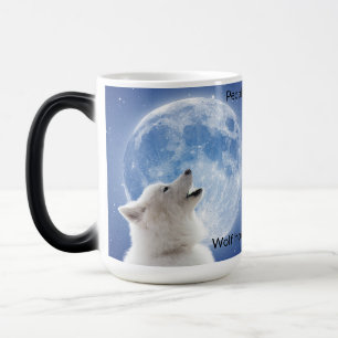 Create Your Own Cute Wolf Howls   Blue Moon Sky on Magic Mug