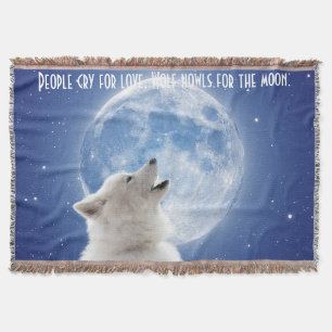 Create Your Own Cute Wolf Howls   Blue Moon Sky on Throw Blanket