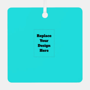 Create Your Own cyan Metal Ornament