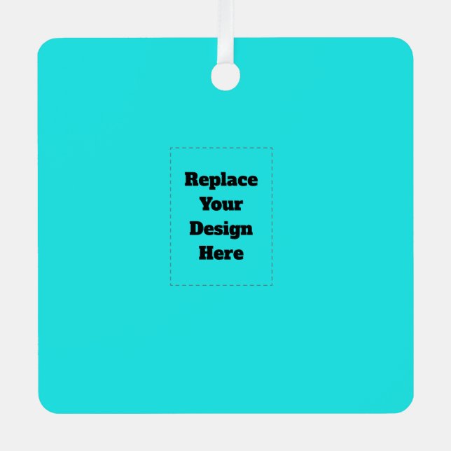 Create Your Own cyan Metal Ornament (Front)