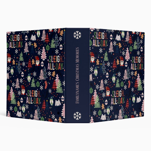 Create Your Own Dark Blue Sleigh All Day Gnomes Binder (Background)