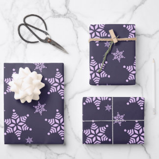 Create Your Own Dark Bold Snowflakes Pattern Wrapping Paper Sheet