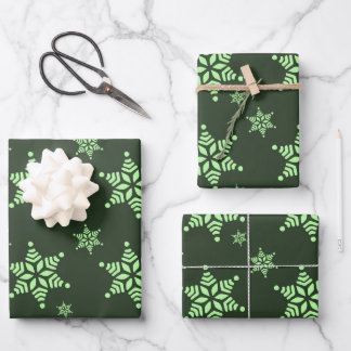 Create Your Own Dark Bold Snowflakes Pattern Wrapping Paper Sheet