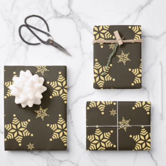 Create Your Own Dark Bold Snowflakes Pattern Wrapping Paper Sheet