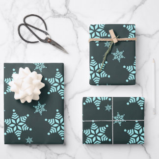 Create Your Own Dark Bold Snowflakes Pattern Wrapping Paper Sheet
