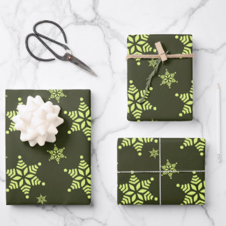 Create Your Own Dark Bold Snowflakes Pattern Wrapping Paper Sheet