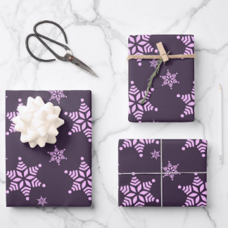 Create Your Own Dark Bold Snowflakes Pattern Wrapping Paper Sheet