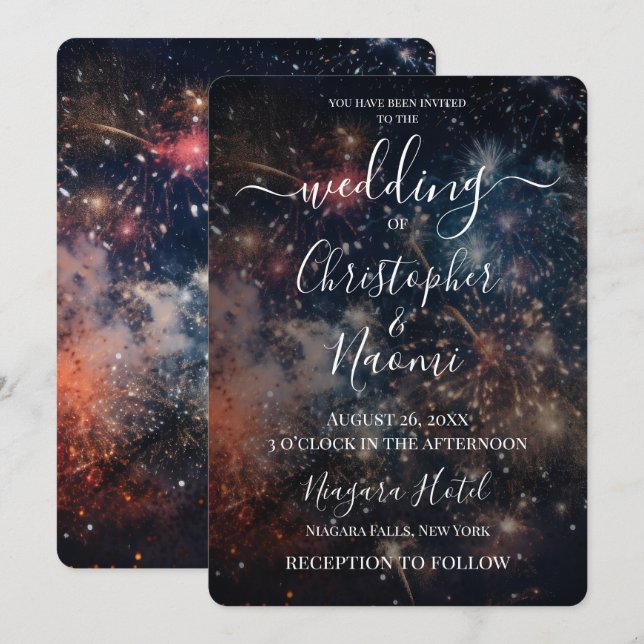 Create Your Own Dark Colourful Fireworks Invitation (Front/Back)