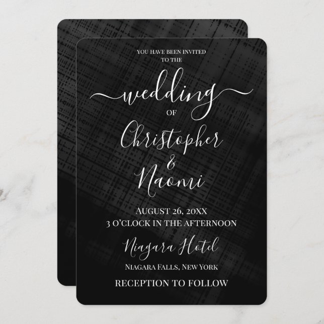 Create Your Own Dark Crosshatch Invitation (Front/Back)