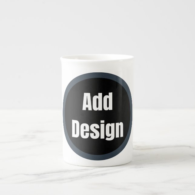 Create Your Own dark grey blue personalized Bone China Mug (Front)