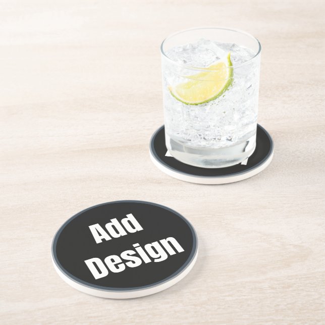Create Your Own dark grey blue personalized Coaster (Side)