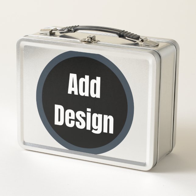 Create Your Own dark grey blue personalized Metal Lunch Box (Front)