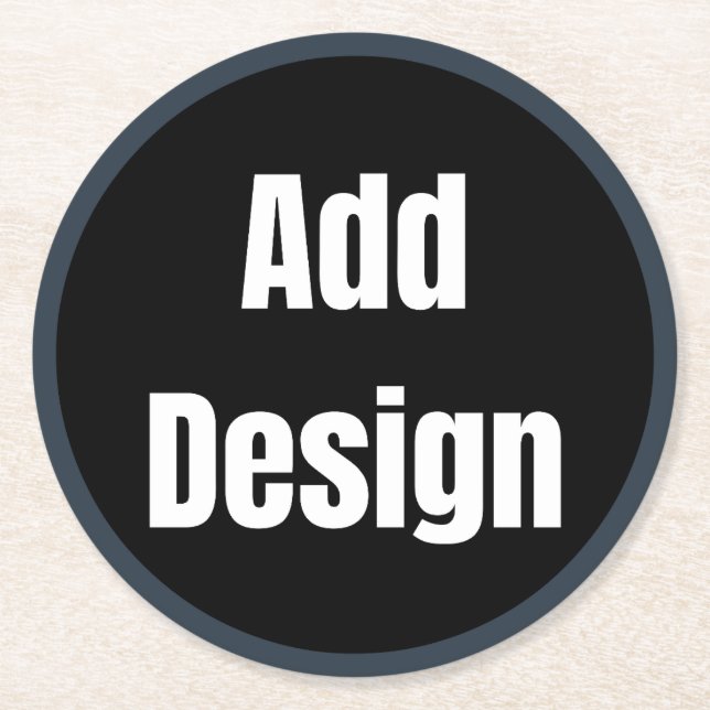 Create Your Own dark grey blue personalized Round Paper Coaster (Front)