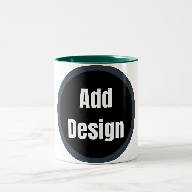 Create Your Own dark grey blue personalized Two-Tone Coffee Mug (Center)