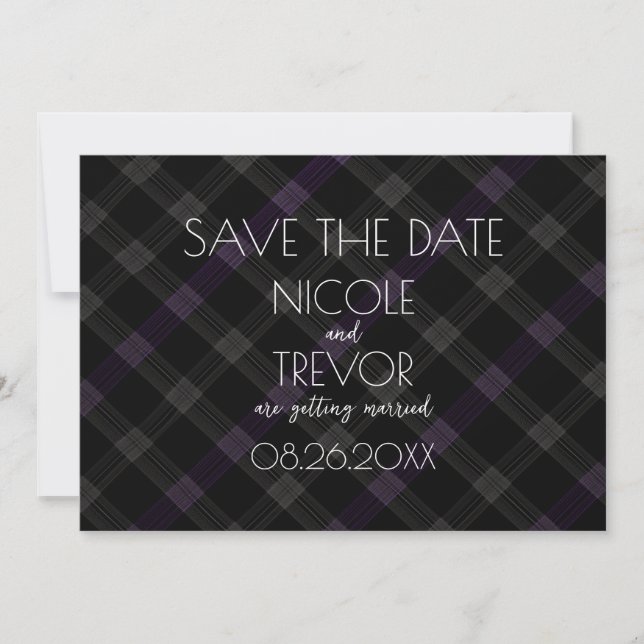 Create Your Own - Dark Grey Plaid Save The Date (Front)