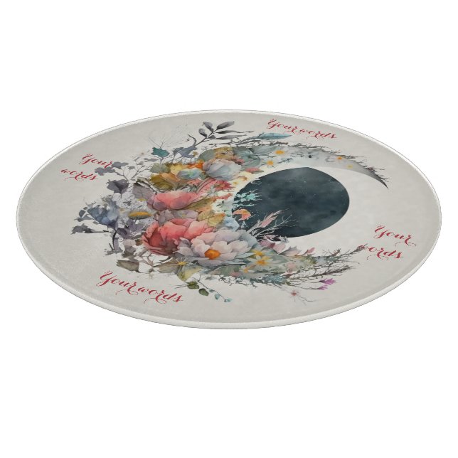 Create Your Own Dark & Light Floral Crescent Moon Cutting Board (Corner)
