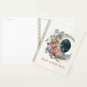 Create Your Own Dark & Light Floral Crescent Moon Planner
