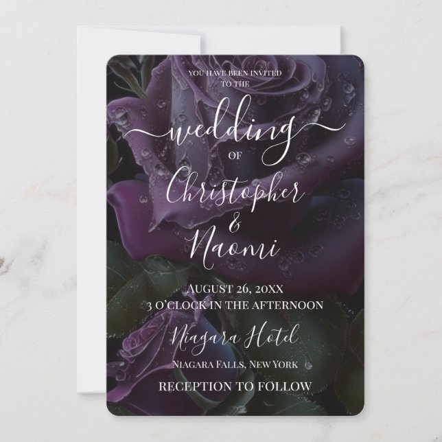 Create Your Own Dark Purple Rose Closeup Invitation (Front)