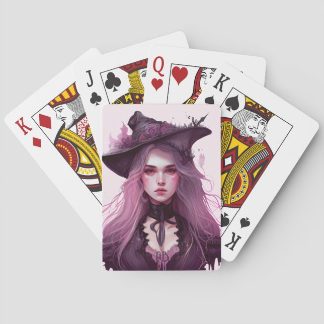 Create Your Own Dark Purple Witch Playing Cards (Back)