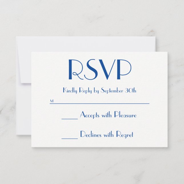 Create Your Own Deep Blue and White RSVP Card (Front)