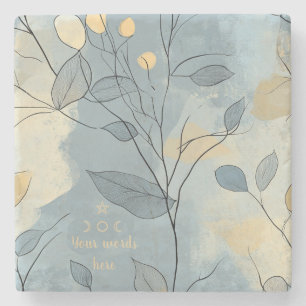 Create Your Own Deep Blue Floral Minimalist Stone Coaster
