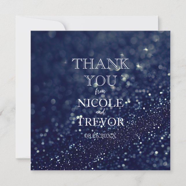 Create Your Own - Deep Blue Glitter Thank You Card (Front)