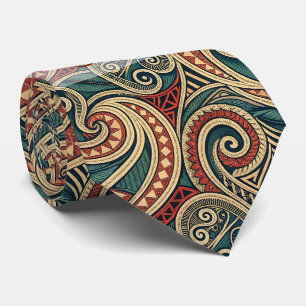Create Your Own Deep Teal Red Gold Festive Tribal Tie