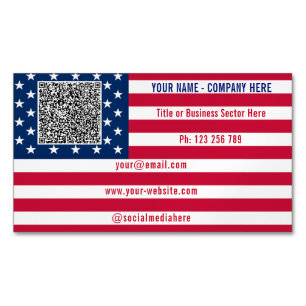 Create Your Own Design QR Code American Flag Magnetic Business Card