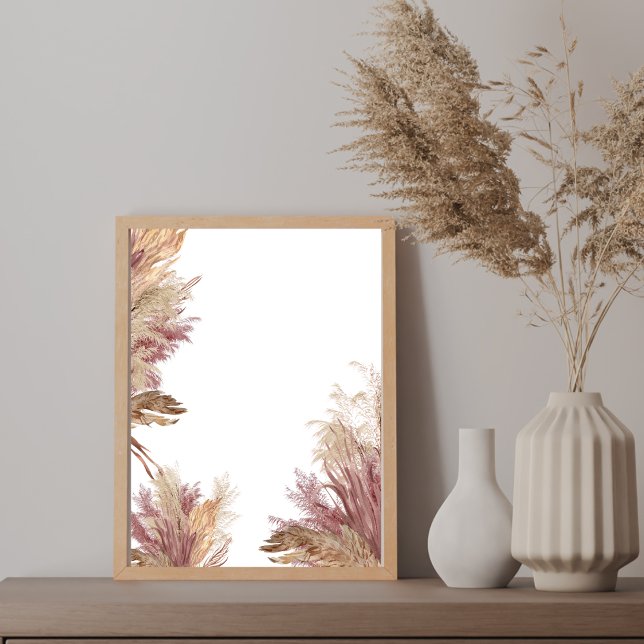 Create Your Own DIY Boho Pampas Grass Mauve Pink Poster (Creator Uploaded)