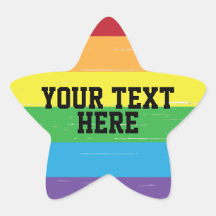 CREATE-YOUR-OWN DIY Custom template Rainbow LGBTQ Star Sticker