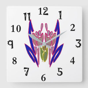Create Your Own DIY Floral Custom Personalized art Square Wall Clock