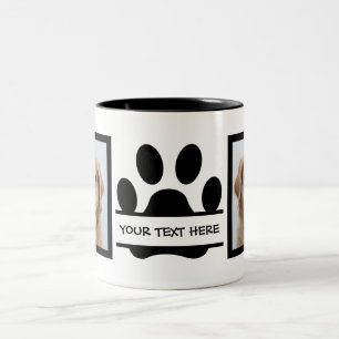 Create Your Own Dog Photo Paw Print  Two-Tone Coffee Mug