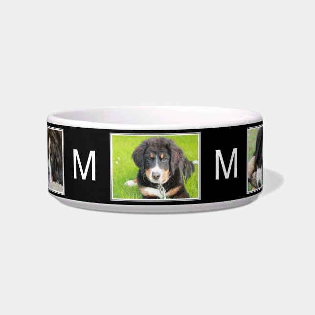Create your own dogs photo collage monogrammed bowl (Front)