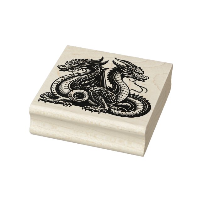 Create Your Own Double Chinese Dragons Rubber Stamp (Stamp)