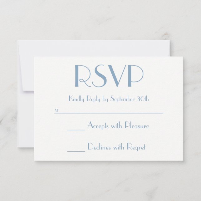 Create Your Own Dusty Blue and White RSVP Card (Front)
