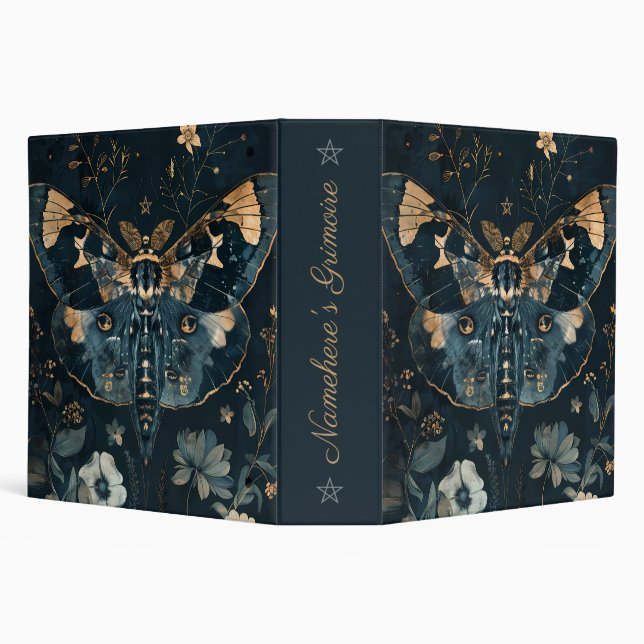 Create Your Own Dusty Blue Midnight Moth Flowers Binder (Background)