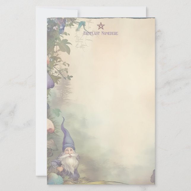 Create Your Own Dwarf Mushroom Garden Stationery (Front)
