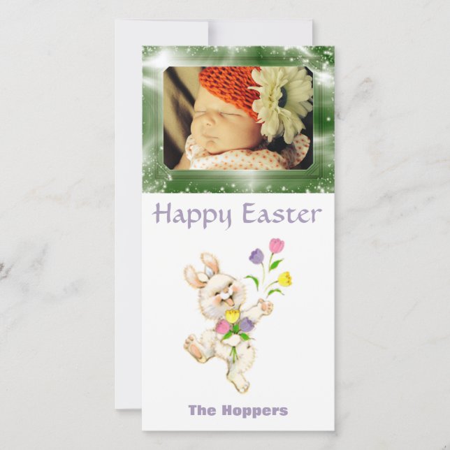 Create Your Own Easter Photo | Cute Easter Bunny Holiday Card (Front)