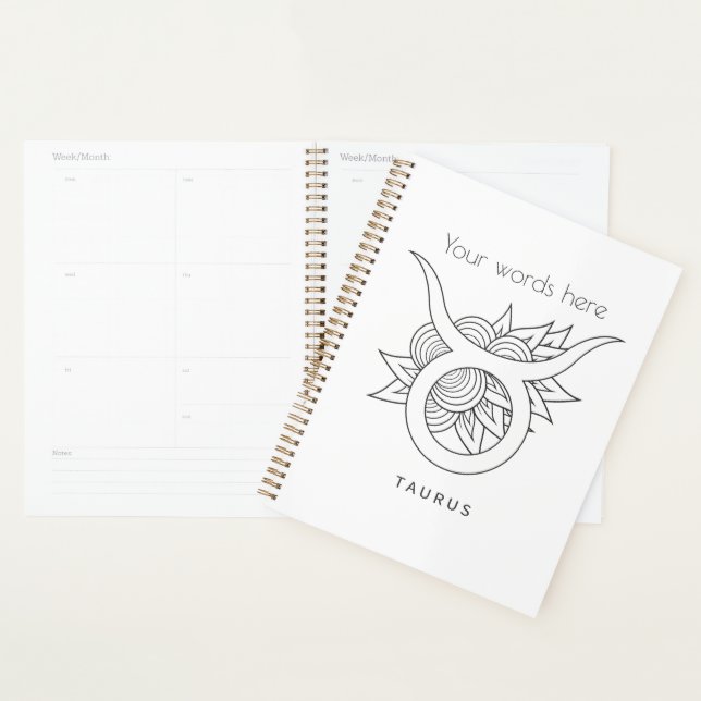 Create Your Own Elegant Black & White Taurus Planner (Display)