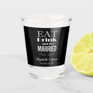 Create Your Own Elegant Black White Wedding Shot Glass