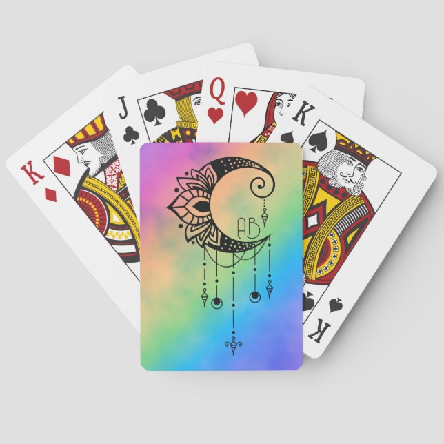 Create Your Own Elegant Boho Moon Silhouette Playing Cards (Back)