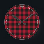 Create Your Own elegant buffalo plaid Hebrew Clock<br><div class="desc">Wall Clock (HEBREW Numerals): Create Your Own buffalo plaid red and black pattern styling - personalized professional branded clock with option to add custom logo / photo and text. Simple way to personalize your business, create cool gifts for your family & friends for every occasion.</div>