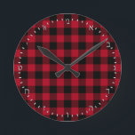 Create Your Own elegant buffalo plaid Hebrew Clock<br><div class="desc">Wall Clock (HEBREW Numerals): Create Your Own buffalo plaid red and black pattern styling - personalized professional branded clock with option to add custom logo / photo and text. Simple way to personalize your business,  create cool gifts for your family & friends for every occasion.</div>