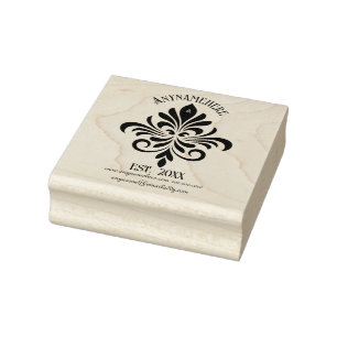 Create Your Own Elegant Calligraphy Floral Logo Rubber Stamp